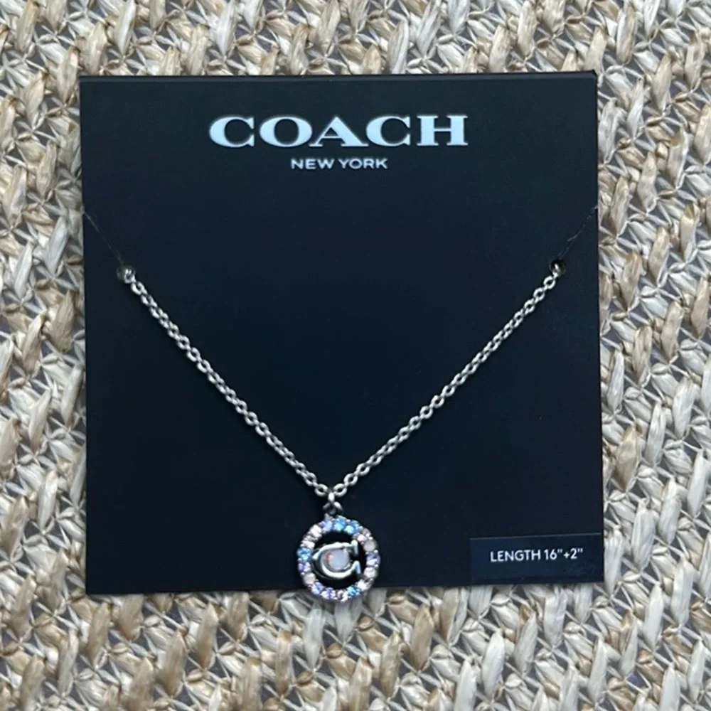 COACH Signature Logo Multi-color Crystal Necklace - Picture 2 of 5